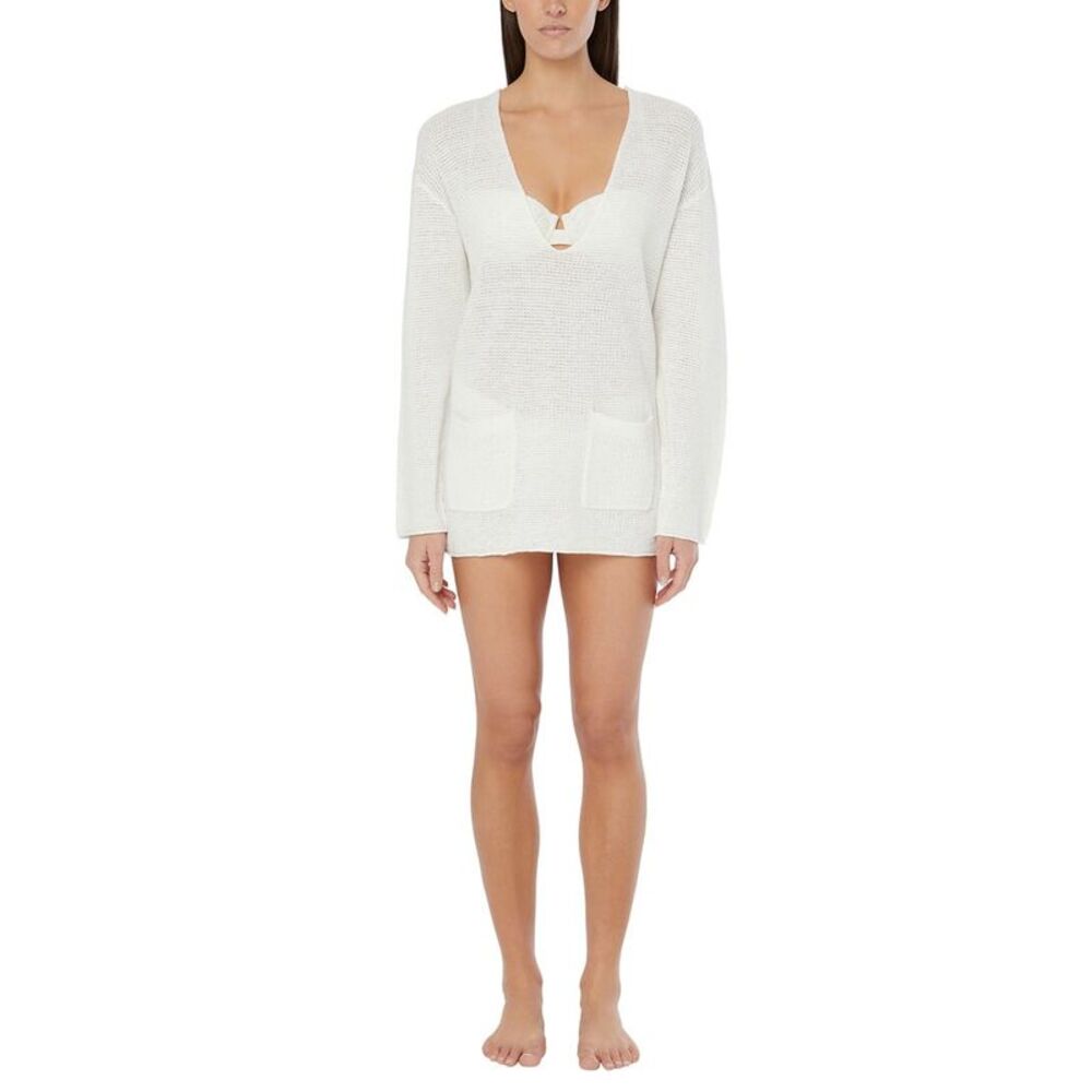 Onia Linen Knit V-Neck Hoodie